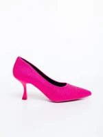 Дамски обувки с ток розови от текстилен материал Barela