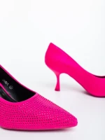 Дамски обувки с ток розови от текстилен материал Barela