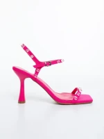 Дамски сандали с ток циклама от текстилен материал Anzira