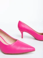 Дамски обувки с ток цикламени от екологична лачена кожа Maera