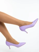 Дамски обувки с ток лилави от екологична лачена кожа Maera