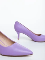 Дамски обувки с ток лилави от екологична лачена кожа Maera