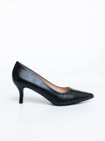 Дамски обувки с ток черни от екологична лачена кожа Maera