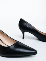 Дамски обувки с ток черни от екологична лачена кожа Maera