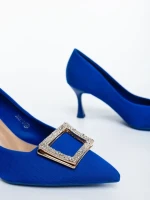 Дамски обувки с ток сини от текстилен материал Regenda