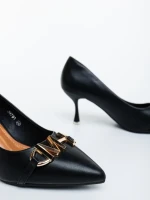 Дамски обувки с ток черни от екологична лачена кожа Elsena