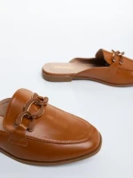 Дамски чехли камел от екологична кожа Mervana