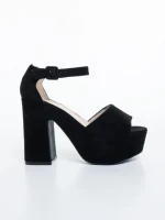 Дамски сандали с ток черни от текстилен материал Elenia