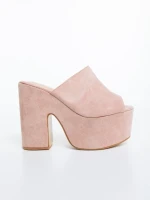 Дамски чехли розови от текстилен материал Lazara