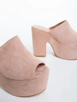 Дамски чехли розови от текстилен материал Lazara