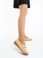 Дамски мокасини тъмно бежови от екологична кожа Camelida