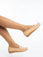 Дамски мокасини тъмно бежови от екологична кожа Camelida