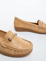 Дамски мокасини тъмно бежови от екологична кожа Camelida
