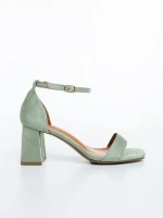 Дамски сандали с ток зелени от текстилен материал Temera