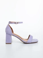 Дамски сандали с ток лилави от текстилен материал Temera