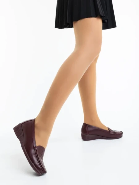 Дамски мокасини винено черени от екологична кожа Belora