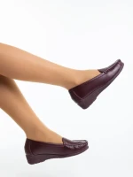 Дамски мокасини винено черени от екологична кожа Belora