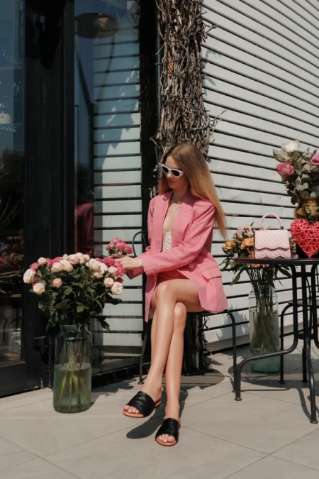 Дамски чехли черни от екологична кожа Kaina