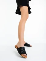 Дамски чехли черни от екологична кожа Kaina