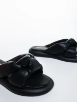 Дамски чехли черни от екологична кожа Sarada