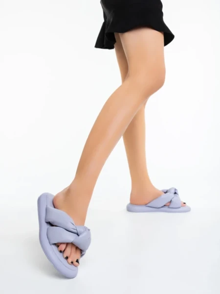 Дамски чехли лилави от екологична кожа Sarada