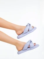 Дамски чехли лилави от екологична кожа Sarada