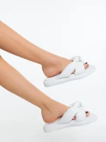 Дамски чехли бели от екологична кожа Sarada