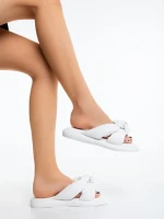 Дамски чехли бели от екологична кожа Sarada