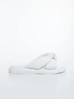 Дамски чехли бели от екологична кожа Sarada