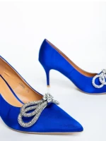 Дамски обувки с ток сини от текстилен материал Mistera