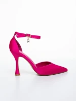 Дамски обувки с ток розови от текстилен материал Sirada