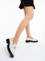 Дамски мокасини светло бежови от екологична кожа Menda