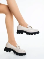 Дамски мокасини светло бежови от екологична кожа Menda