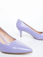 Дамски обувки с ток лилави от екологична лачена кожа Menoza