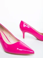 Дамски обувки с ток розови от екологична лачена кожа Menoza