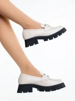 Дамски мокасини тъмно бежови от екологична кожа Menda