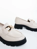 Дамски мокасини тъмно бежови от екологична кожа Menda