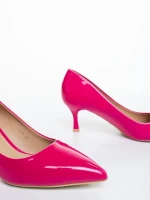 Дамски обувки с ток розови от екологична лачена кожа Helena