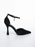 Дамски обувки с ток черни от текстилен материал Sirada