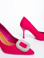 Дамски обувки с ток розови от текстилен материал Nomadia