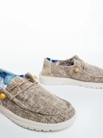 Дамски ежедневни обувки тъмно бежови от текстилен материал Manara