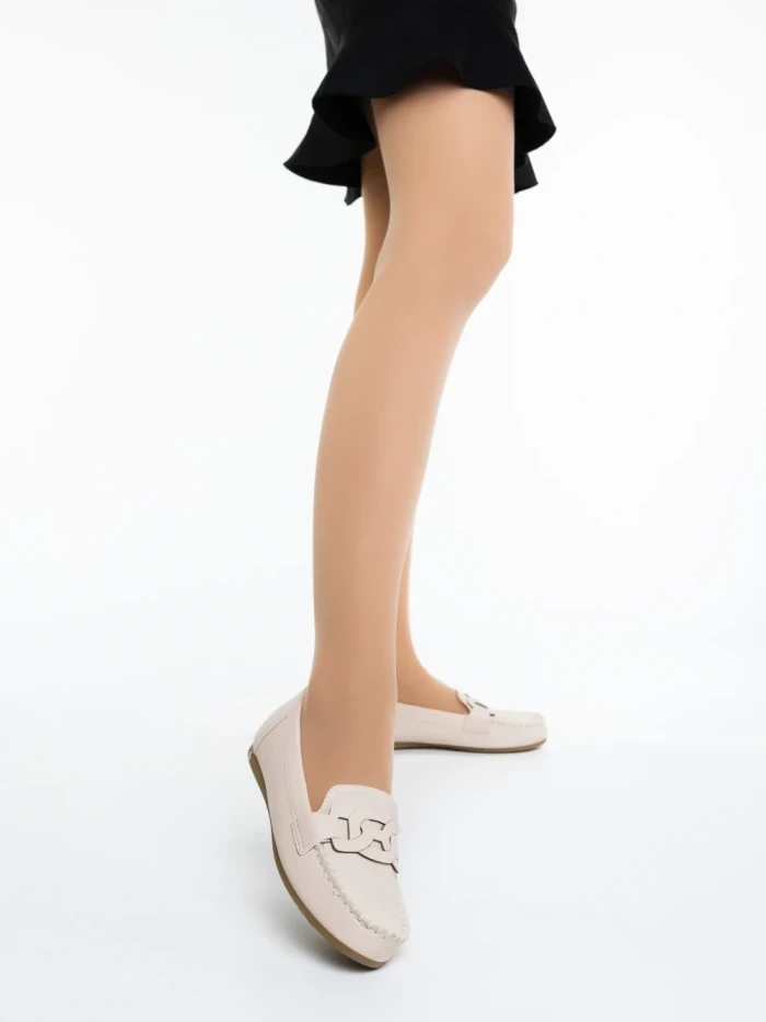 Дамски мокасини бежови от екологична кожа Pamena