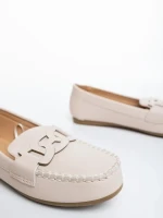 Дамски мокасини бежови от екологична кожа Pamena