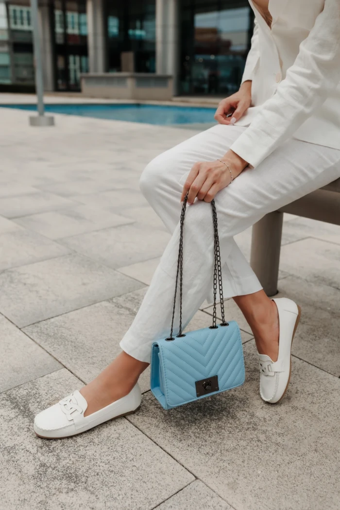 Дамски мокасини бели от екологична кожа Pamena