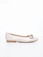 Дамски балерини бежови от екологична лачена кожа Ativa