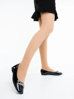 Дамски балерини черни от екологична лачена кожа Ativa