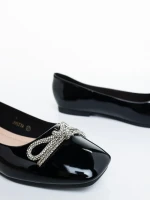 Дамски балерини черни от екологична лачена кожа Ativa