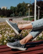 Дамски ежедневни обувки черни от текстилен материал Maziva