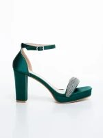 Дамски сандали с ток зелени от текстилен материал Menara