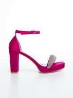 Дамски сандали с ток розови от текстилен материал Menara